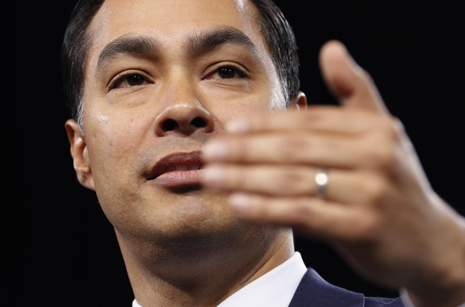 Julián Castro speaks at a a forum on labor issues in Las Vegas in April. (Photo: John Locher/AP)