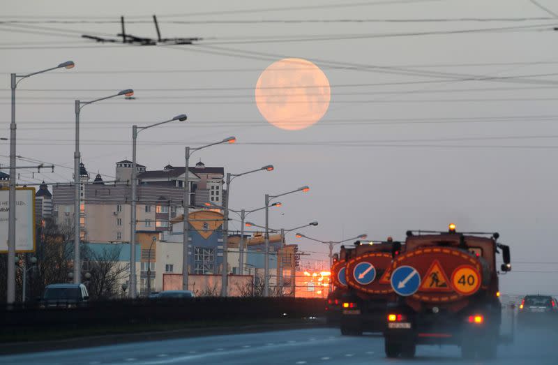 The Pink Supermoon is seen in Minsk
