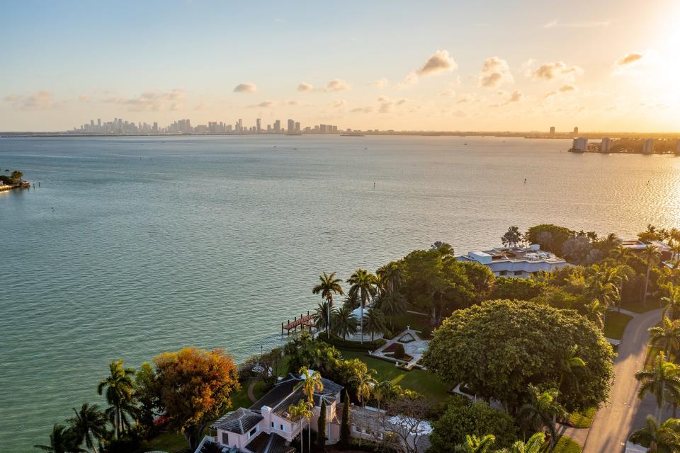 waterfront views from the most expensive home currently for sale in Florida, 18 La Gorce Circle in Miami Beach