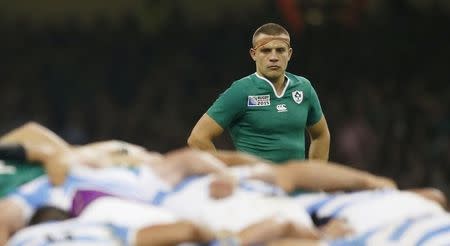 Rugby Union - Ireland v Argentina - IRB Rugby World Cup 2015 Quarter Final - Millennium Stadium, Cardiff, Wales - 18/10/15 Ireland's Ian Madigan looks over a scrum Action Images via Reuters / Andrew Boyers Livepic