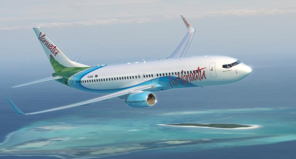 An airborne Air Vanuatu flight as the airline faces liquidation. 