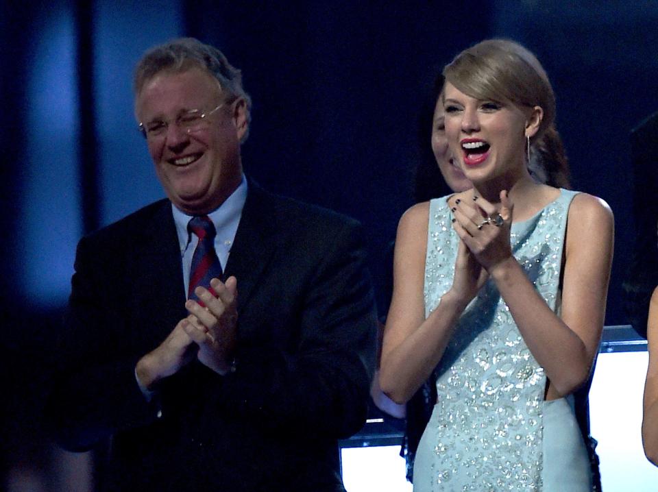 Scott K. Swift and his daughter Taylor Swift attend the 50th Academy of Country Music Awards at AT&T Stadium on April 19, 2015 in Arlington, Texas.
