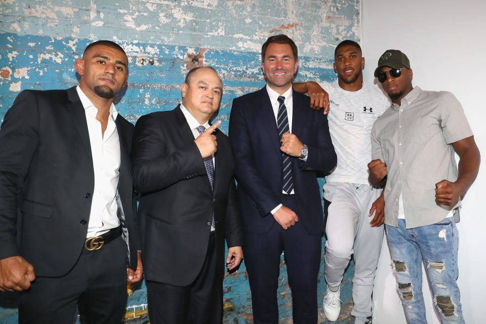 Douglas Lima, Scott Coker, Group Managing Director of Matchroom Sport Eddie Hearn, Anthony Joshua and Michael Page