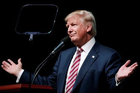 Republican U.S. presidential nominee Donald Trump speaks at a campaign rally in Panama City, Florida, U.S., October 11, 2016. REUTERS/Mike Segar