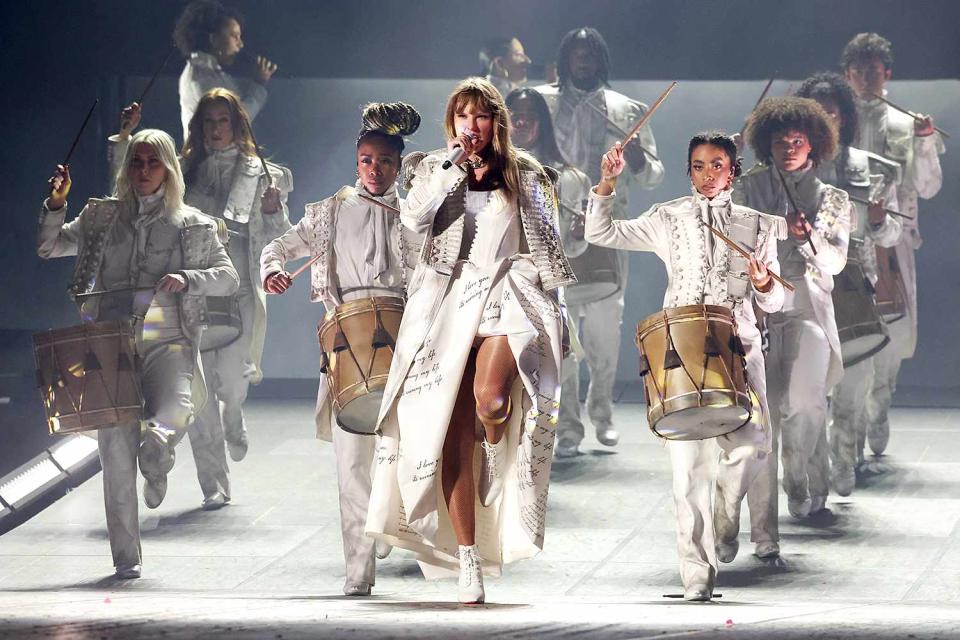 <p>Kevin Mazur/TAS24/Getty </p> Taylor Swift performing the Eras Tour in Paris