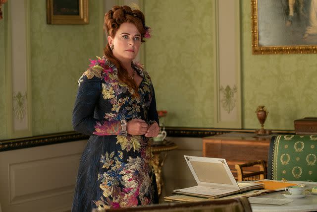 <p>Liam Daniel/Netflix</p> Polly Walker as Lady Portia Featherington in Bridgerton