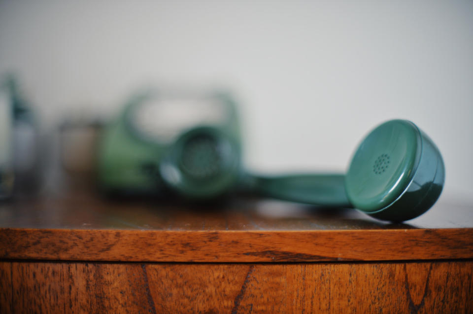 A phone resting on a table