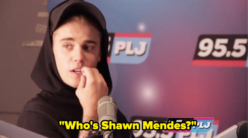 Justin Bieber asking who's shawn mendes