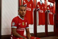 LIVERPOOL, ENGLAND - SEPTEMBER 18: (THE SUN OUT, THE SUN ON SUNDAY OUT) Thiago Alcantara new signing of Liverpool at Anfield on September 18, 2020 in Liverpool, England. (Photo by Andrew Powell/Liverpool FC via Getty Images)