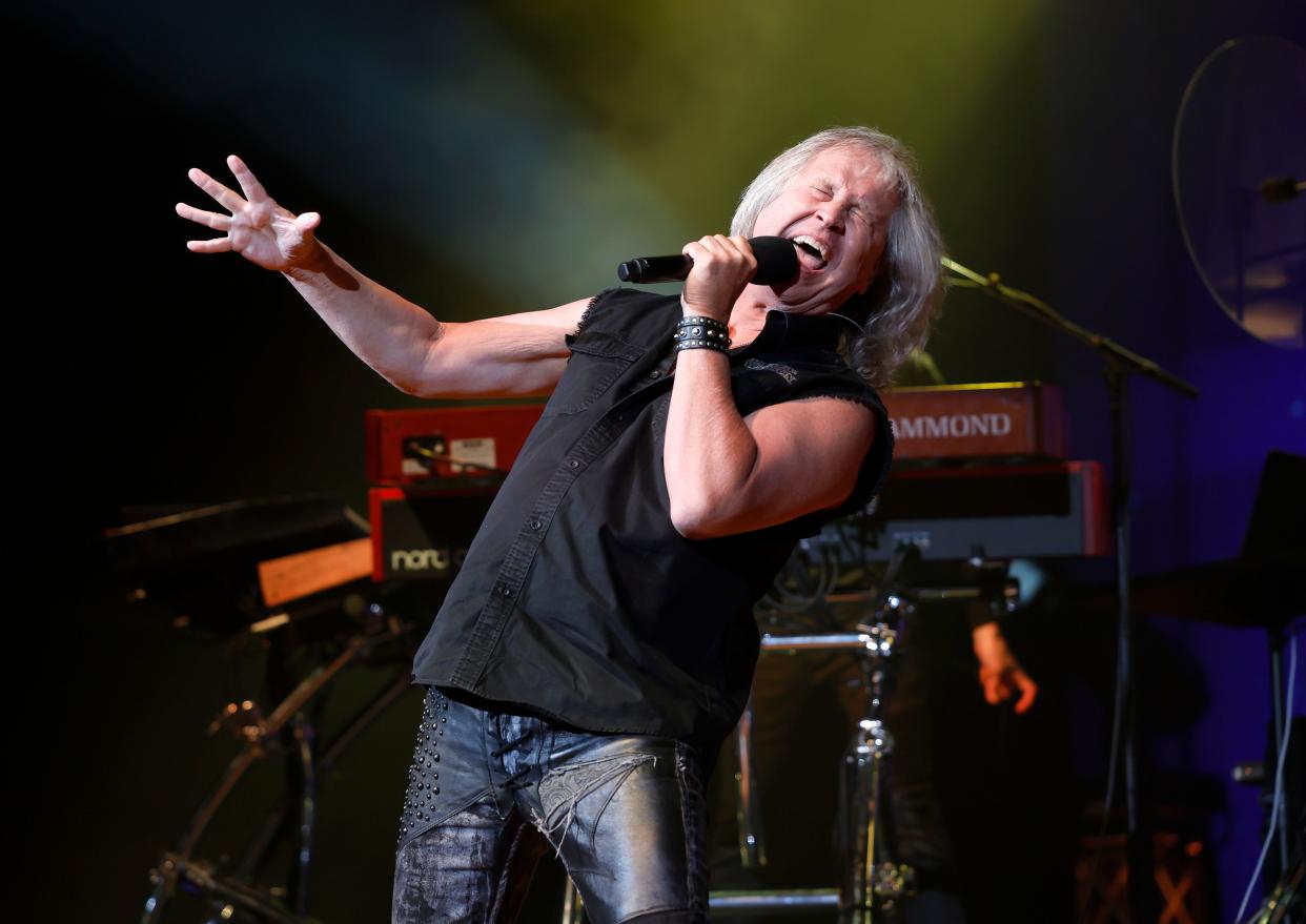 Ronnie Platt of the band Kansas performs at the Ryman Auditorium on Aug. 19, 2023, in Nashville, Tenn.