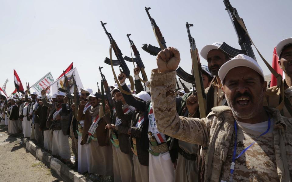 Fighters displayed their weapons and chanted after completing training