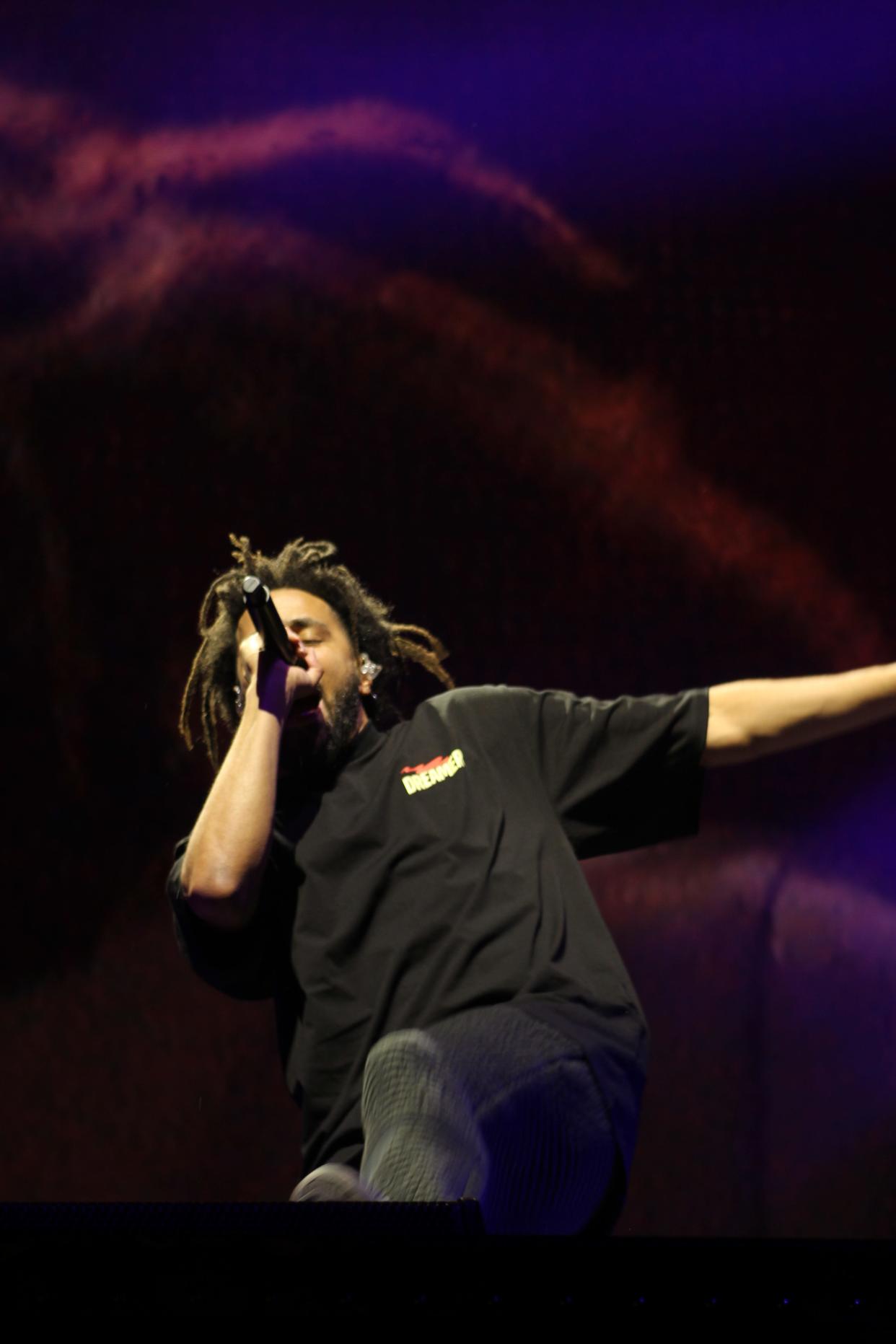 J. Cole performs during Dreamville Festival in April 2023 at Dorothea Dix Park in Raleigh. Cole will be back with the annual festival in April this year.