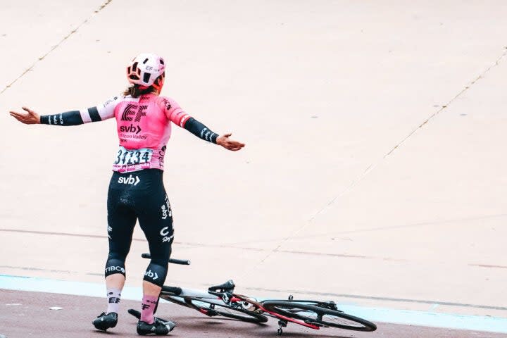 Alison Jackson after her win at Paris-Roubaix Femmes