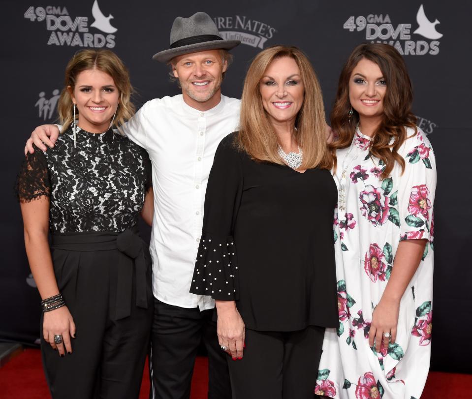 NASHVILLE, TN - OCTOBER 16: Kelly Nelon Clark, Amber Nelon Thompson, Jason Clark and Autumn Nelon Clark of musical group The Nelon's attend the 49th Annual GMA Dove Awards at Allen Arena, Lipscomb University on October 16, 2018 in Nashville, Tennessee.