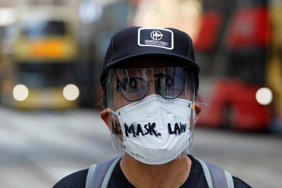 A masked anti-government protester is pictured in Hong Kong, China October 4, 2019. REUTERS/Tyrone Siu