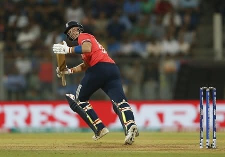 Cricket - South Africa v England - World Twenty20 cricket tournament - Mumbai, India, 18/03/2016. England's Joe Root plays a shot. REUTERS/Danish Siddiqui - RTSB48I