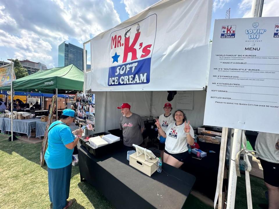 Mr. K’s Soft Ice Cream has a table at Lovin’ Life Music Fest in Charlotte on Friday, May 3, 2024.