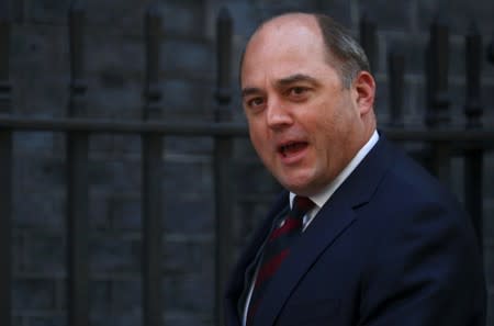 Newly appointed Britain's Defence Secretary Ben Wallace is seen outside Downing Street in London