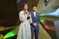 <p>My Favourite TVB Actress – Nancy Wu teared up as she delivered speech. (Photo: Starhub) </p>