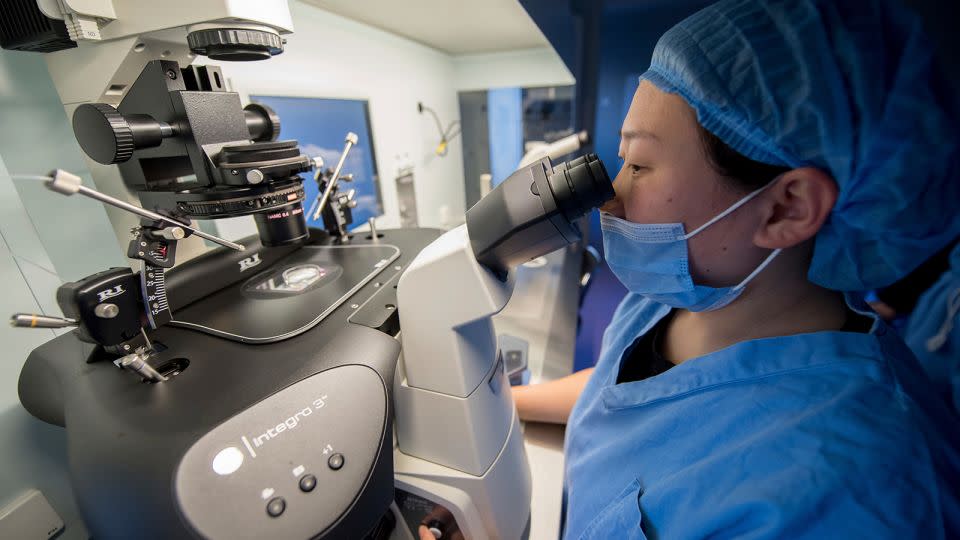 A medical worker performs genetic testing at the Shanxi Province Reproductive Science Institute in Taiyuan, China, on November 29, 2018.  - Wei Liang/ICHPL Imaginechina/AP