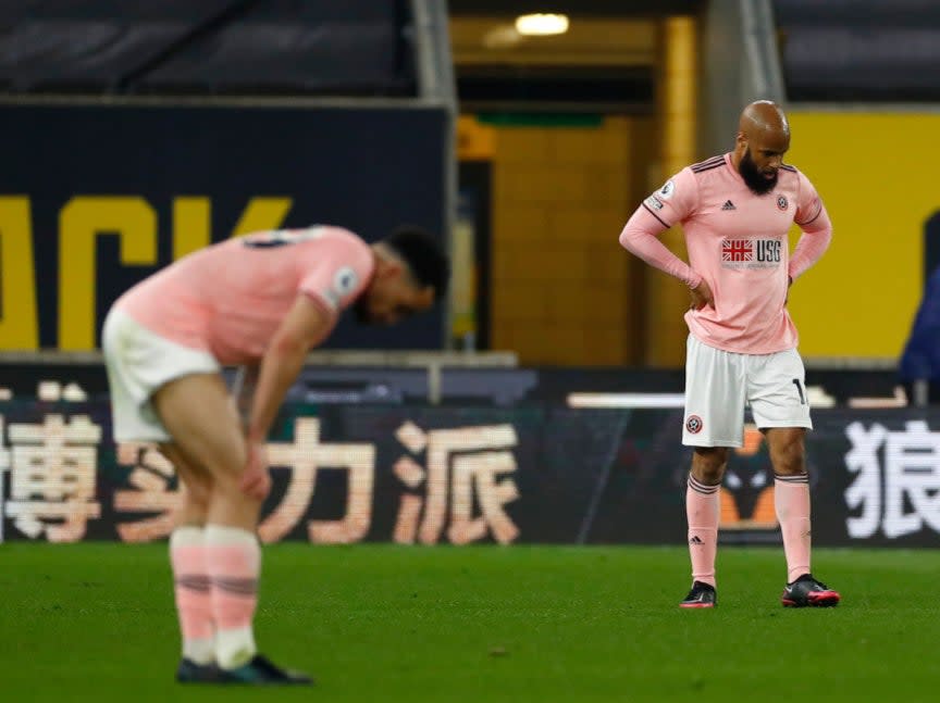 Sheffield United’s players react to their relegation (Getty Images)