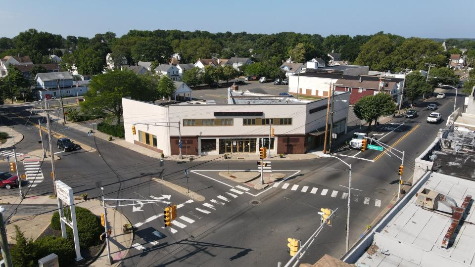 Drone view of the former Santander Bank building on Broadway in Long Branch. The city is buying the building and will move its municipal court there.