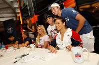 NEW YORK, NY - JULY 27: Nastia Liukin and Alicia Sacramone attends an autograph signing on July 27, 2011 at the NBC Experience Store in New York City (Photo by Mike Stobe/Getty Images)