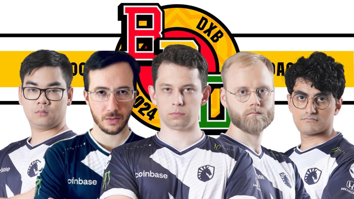 Team Liquid have advanced to the Grand Finals of the Dota 2 BetBoom Dacha Dubai 2024 to face Team Falcons after defeating BetBoom Team in the lower bracket finals. Pictured: Team Liquid miCKe, 33, Nisha, Boxi, Insania. (Photos: Team Liquid, FISSURE)