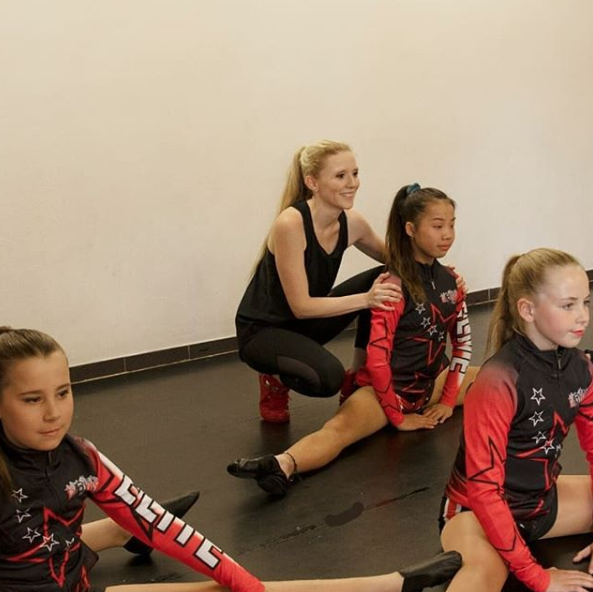 Nikki Webster with her students at her dance school