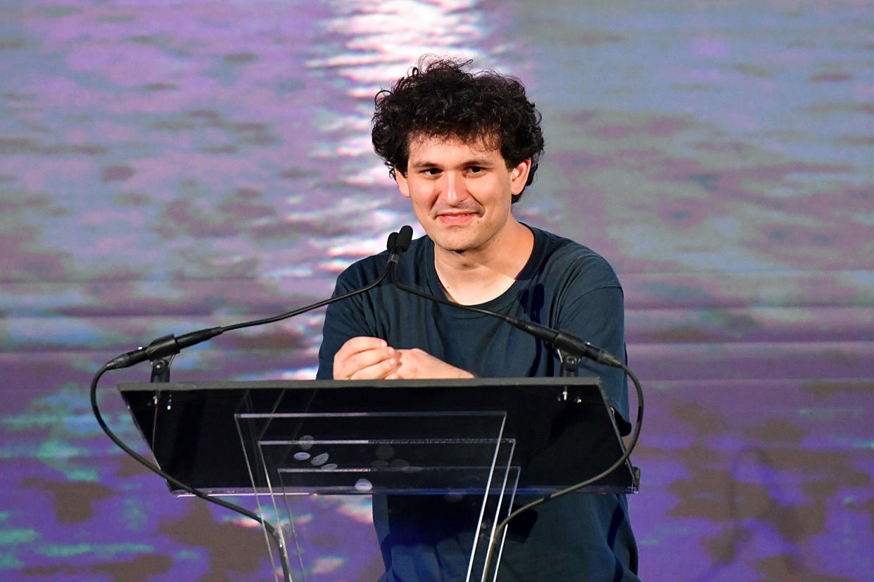 Sam Bankman-Fried speaks onstage during the first annual Moonlight Gala benefitting Children With Special Needs in NYC, June 23, 2022. (via Getty Images)