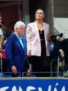 <p>Fox and Tyson weren't the only retired athletes in the stands: Olympic skier Lindsay Vonn was in attendance, looking chic in an all-black outfit and an oversized pink blazer. She's pictured here standing next to Bill Clinton. </p>
