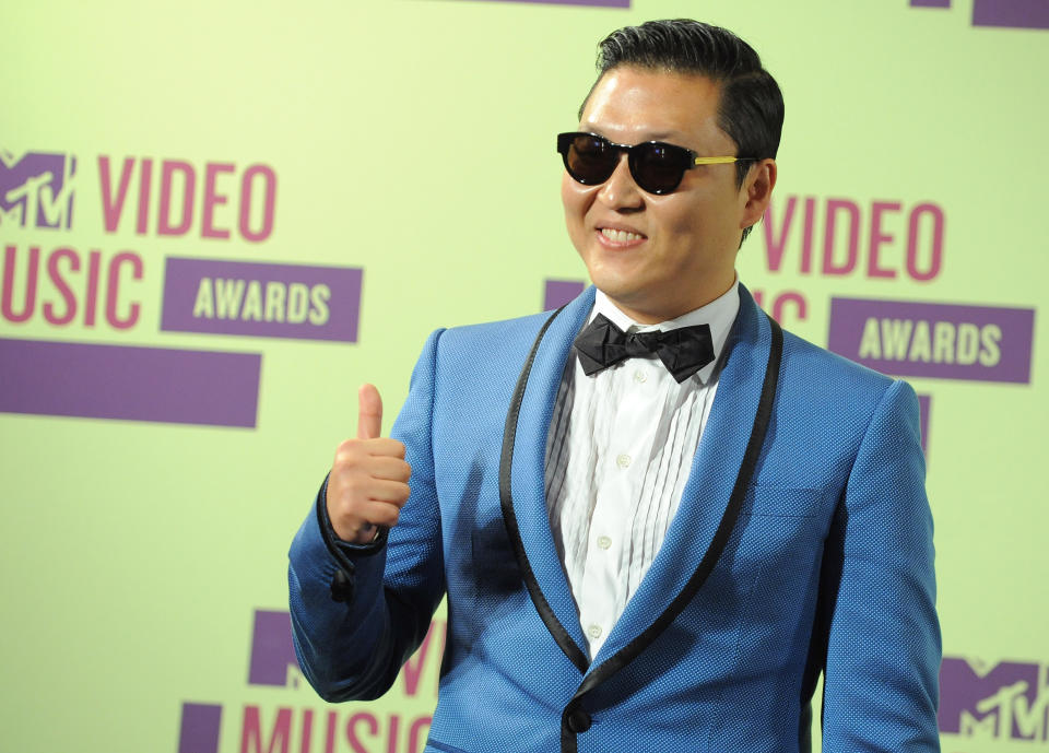 Psy backstage at the MTV Video Music Awards on Thursday, Sept. 6, 2012, in Los Angeles. (Photo by Jordan Strauss/Invision/AP)