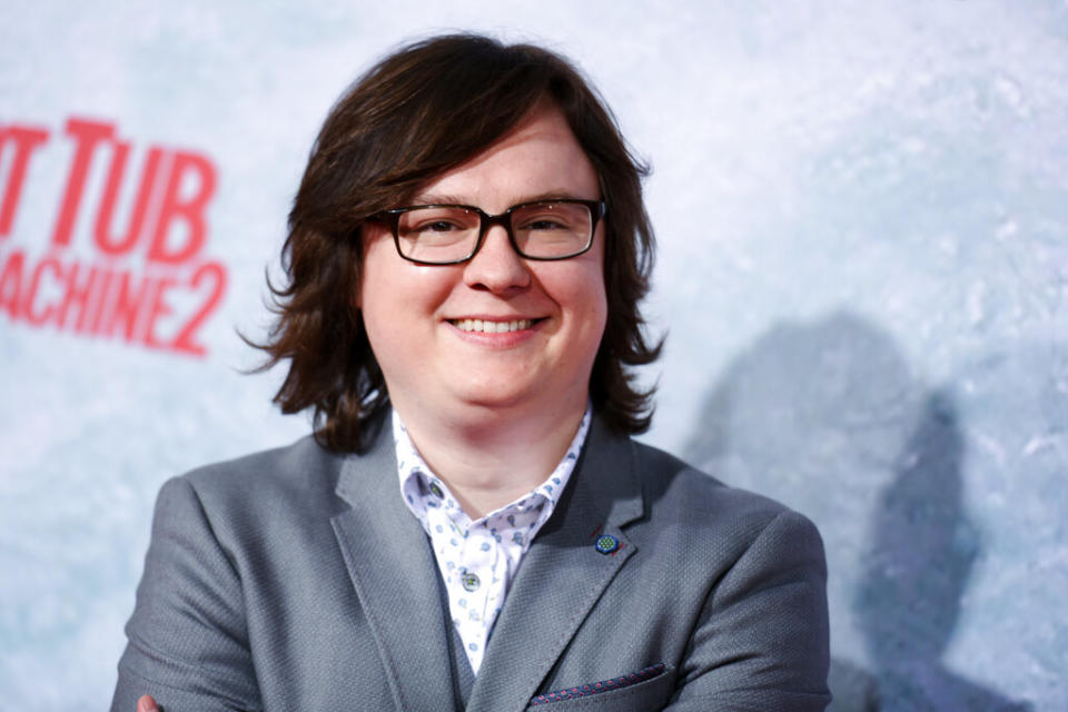 Clark Duke arrives at the LA Premiere Of “Hot Tub Time Machine 2” held at the Regency Village Theater on Wednesday, Feb. 18, 2015, in Los Angeles. (Photo by Richard Shotwell/Invision/AP)