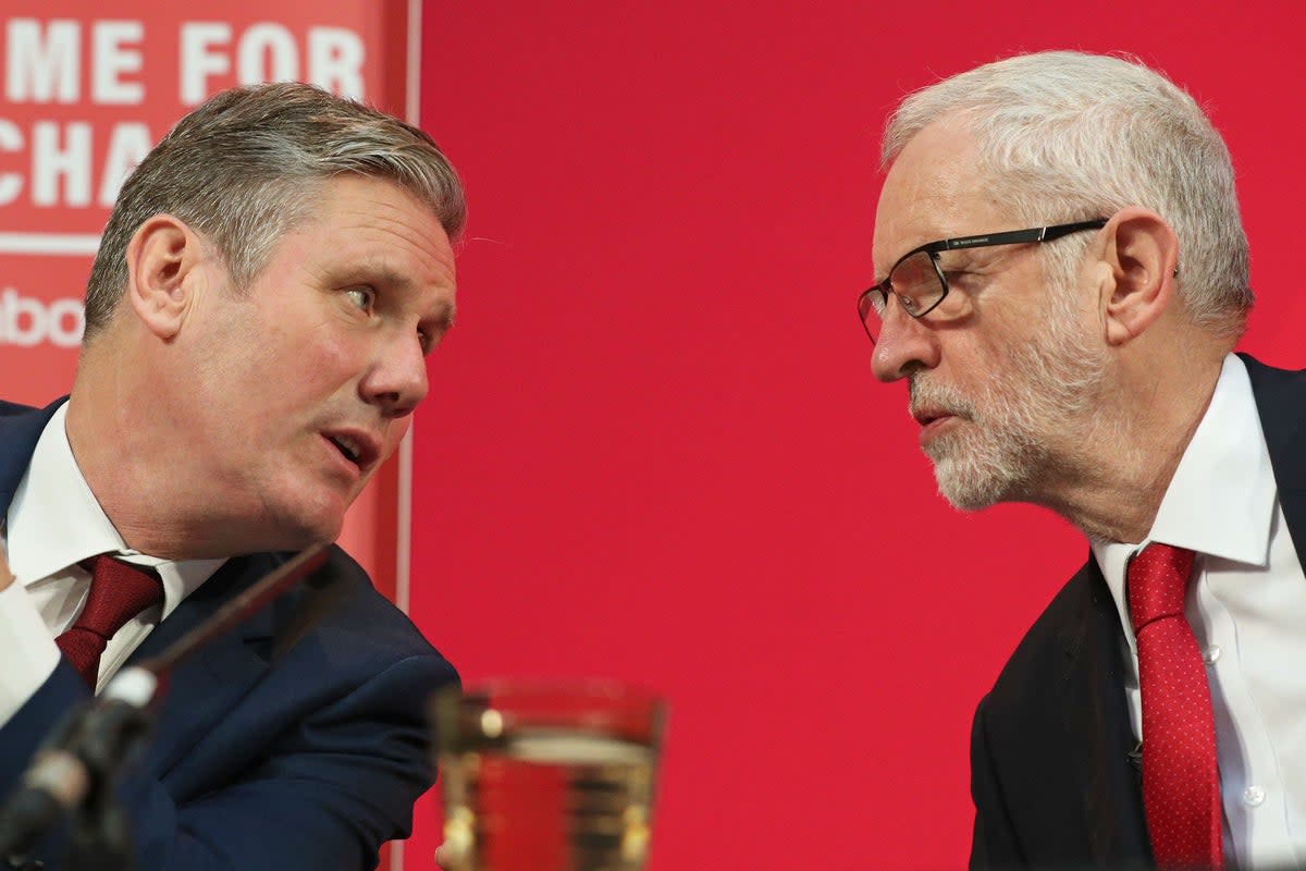 Then Labour Party leader Jeremy Corbyn alongside shadow Brexit secretary Keir Starmer during a press conference in central London in 2019 (PA Archive)