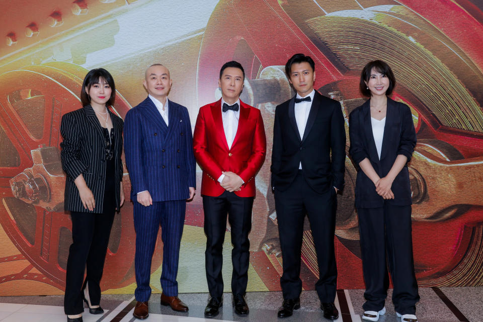 SHANGHAI, CHINA - JUNE 11: Actors Donnie Yen Ji-dan (C) and Nicholas Tse Ting-fung (2nd R) attend opening ceremony of the 24th Shanghai International Film Festival at Shanghai Grand Theatre on June 11, 2021 in Shanghai, China. (Photo by VCG/VCG via Getty Images)