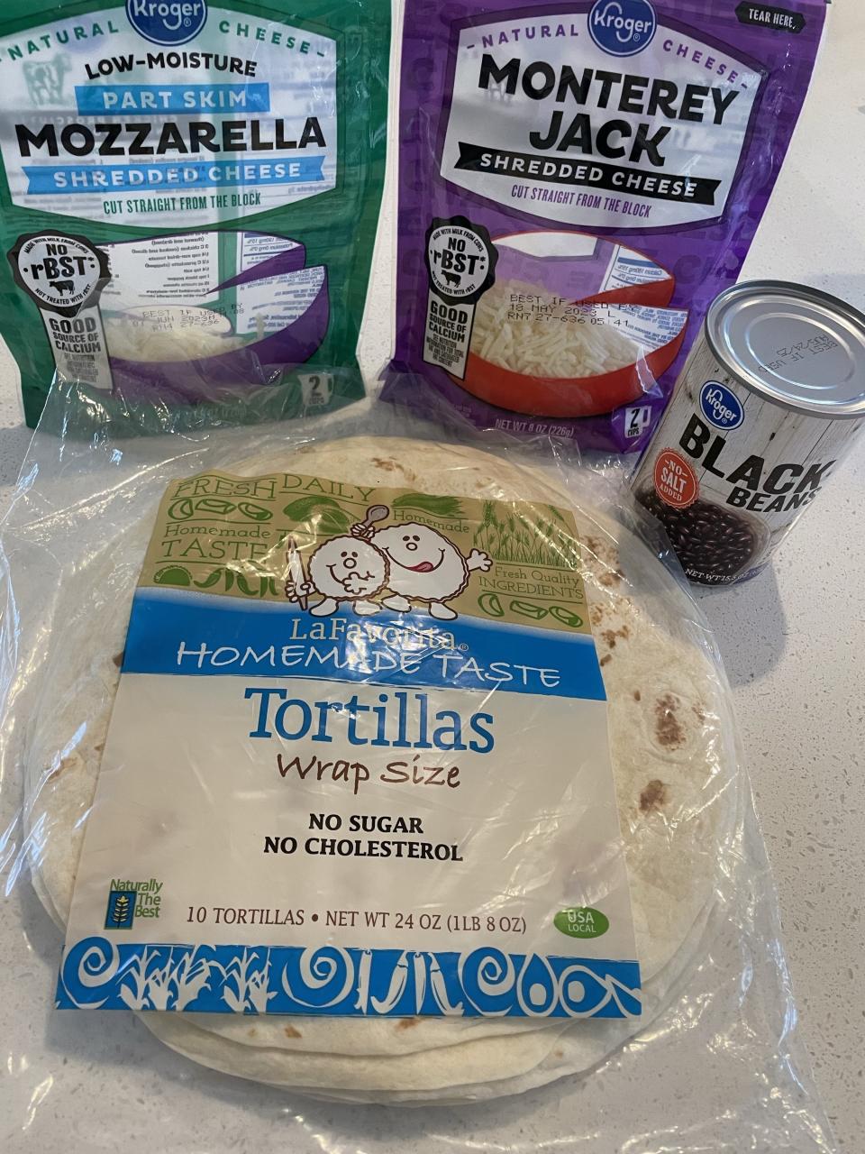 ingredients for sheet pan quesadillas