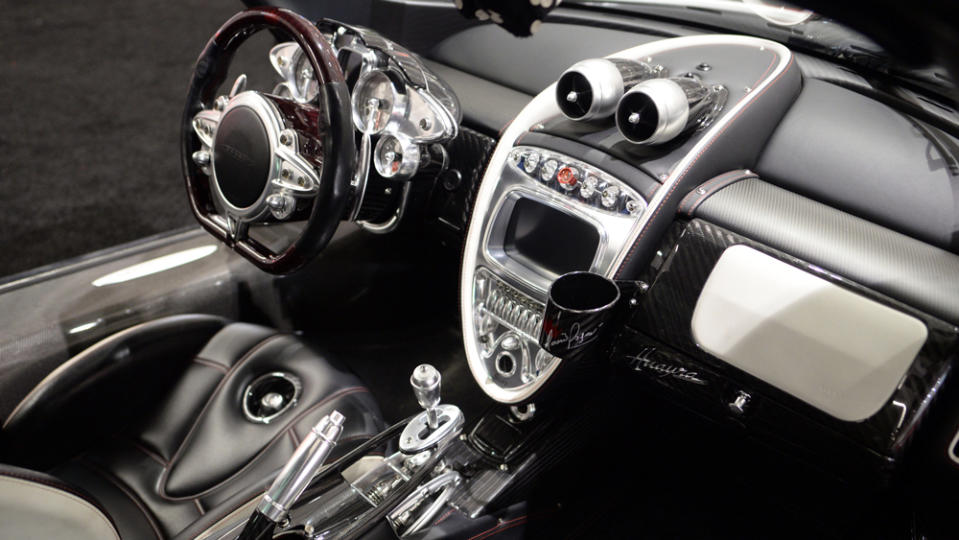 The cockpit of a Pagani Huayra.