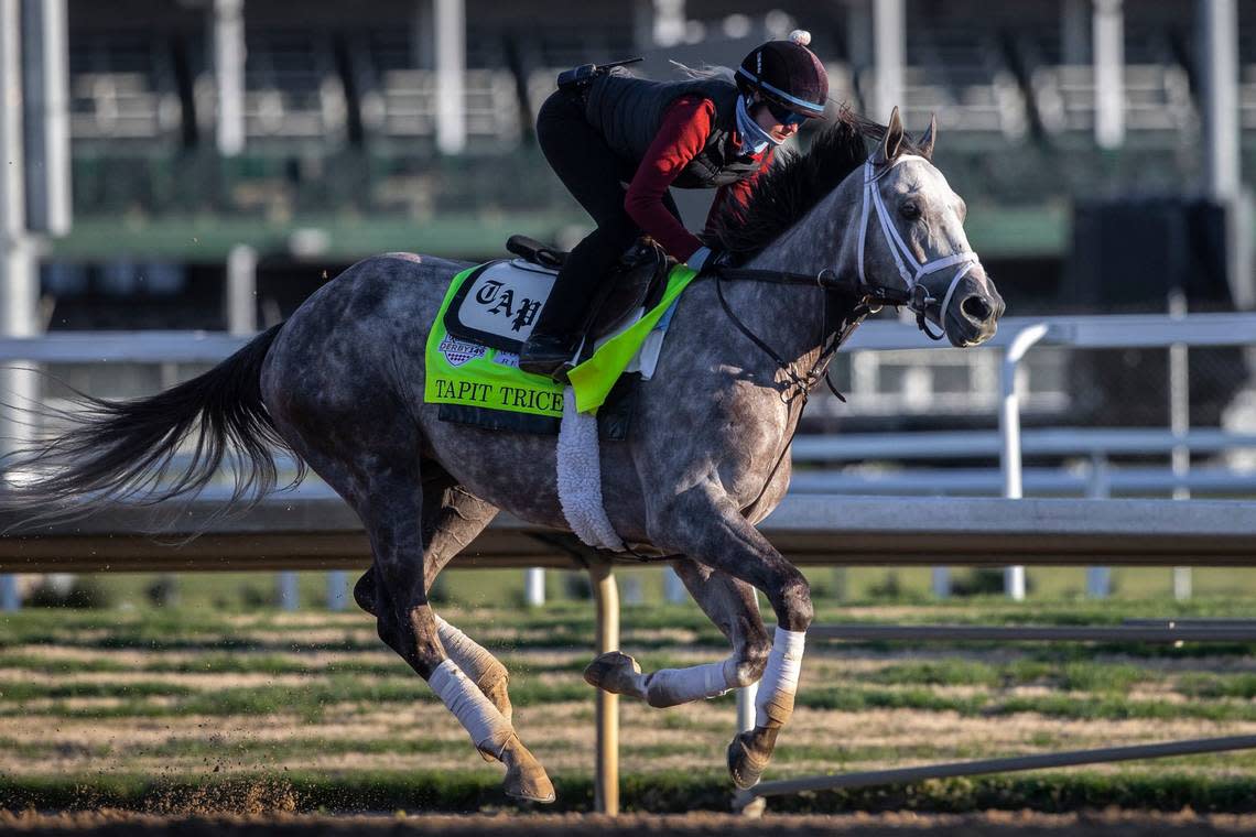 Tapit Trice, the 5-1 second choice on the morning line, is the highest-priced colt in the 2023 Kentucky Derby, having been purchased for $1.3 million.