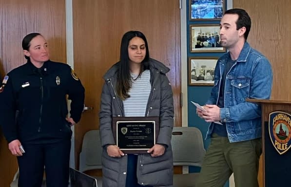 Furtado (center) has become a local hero. (Courtesy Fairhaven Police Department)