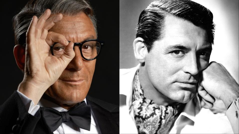 Left-right: Jason Isaacs as Cary Grant in “Archie,” Cary Grant in 1946 film “Notorious”