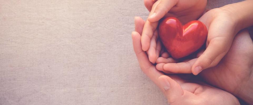 Hands holding a red heart