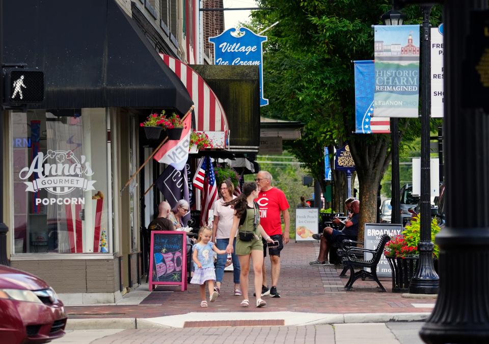 Businesses on North Mulberry Street in downtown Lebanon, Saturday, July 6, 2024. Lebanon will have one-day family friendly inaugural Pride Festival on July 20, 2024 at Bicentennial Park at Mulberry Plaza in downtown Lebanon. There will be a kids zone, entertainment, food trucks and other vendors.