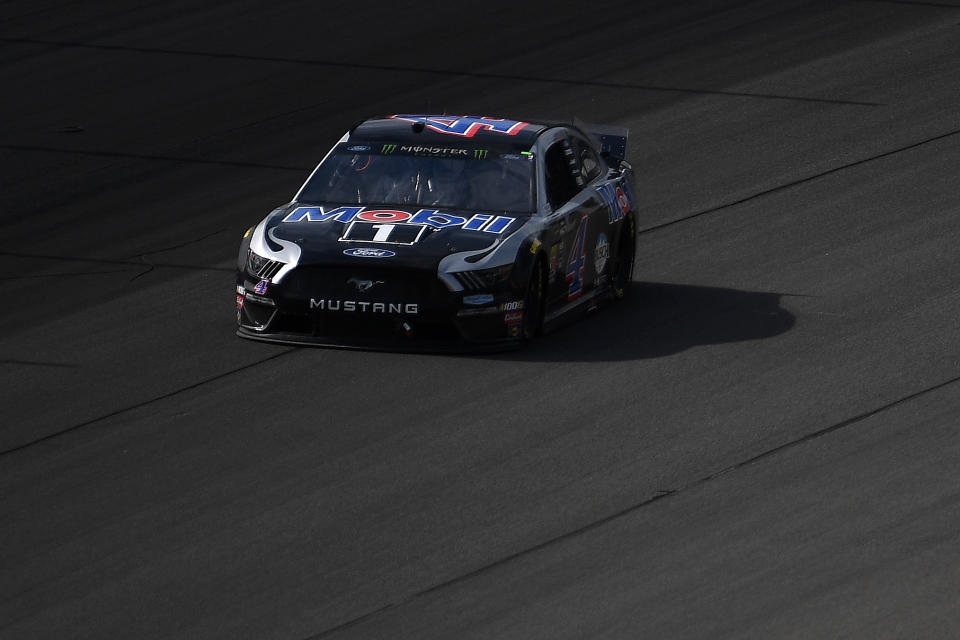 BROOKLYN, MICHIGAN - AUGUST 11: Kevin Harvick, driver of the #4 Mobil 1 Ford, races during the Monster Energy NASCAR Cup Series Consumers Energy 400 at Michigan International Speedway on August 11, 2019 in Brooklyn, Michigan. (Photo by Stacy Revere/Getty Images)