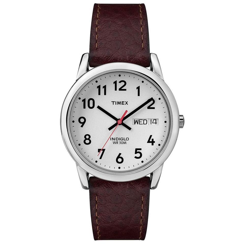 Timex Easy Reader Day Date Leather Strap Watch