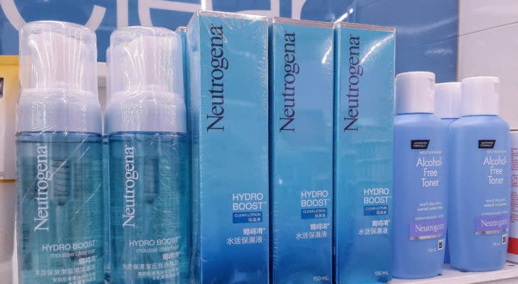 An image of Neutrogena products stocked on a shelf