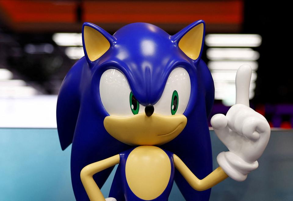 A model of Sega character 'Sonic the Hedgehog' is pictured at its headquarters in Tokyo, Japan, February 16, 2022. Picture taken on February 16, 2022. REUTERS/Kim Kyung-Hoon - RC2WKS9CFNXE