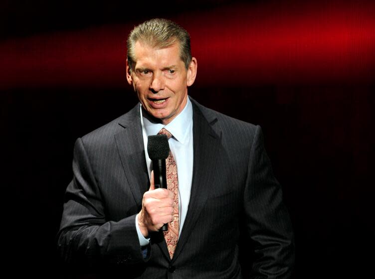 WWE Chairman and CEO Vince McMahon speaks at a news conference announcing the WWE Network in 2014.