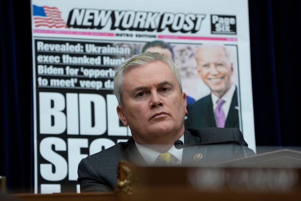 Rep. James Comer, R-KY., is seen during the House Committee on Oversight and Accountability hearing on “Protecting Speech from Government Interference and Social Media Bias, Part 1: Twitter’s Role in Suppressing the Biden Laptop Story," on Feb. 8, 2023 in Washington.