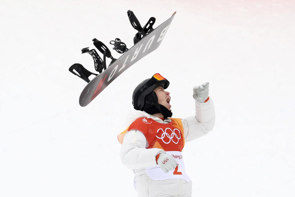 <p>PYEONGCHANG-GUN, SOUTH KOREA – FEBRUARY 14: Gold medalist Shaun White of the United States celebrates during the Snowboard Men’s Halfpipe Final on day five of the PyeongChang 2018 Winter Olympics. (Getty Images) </p>