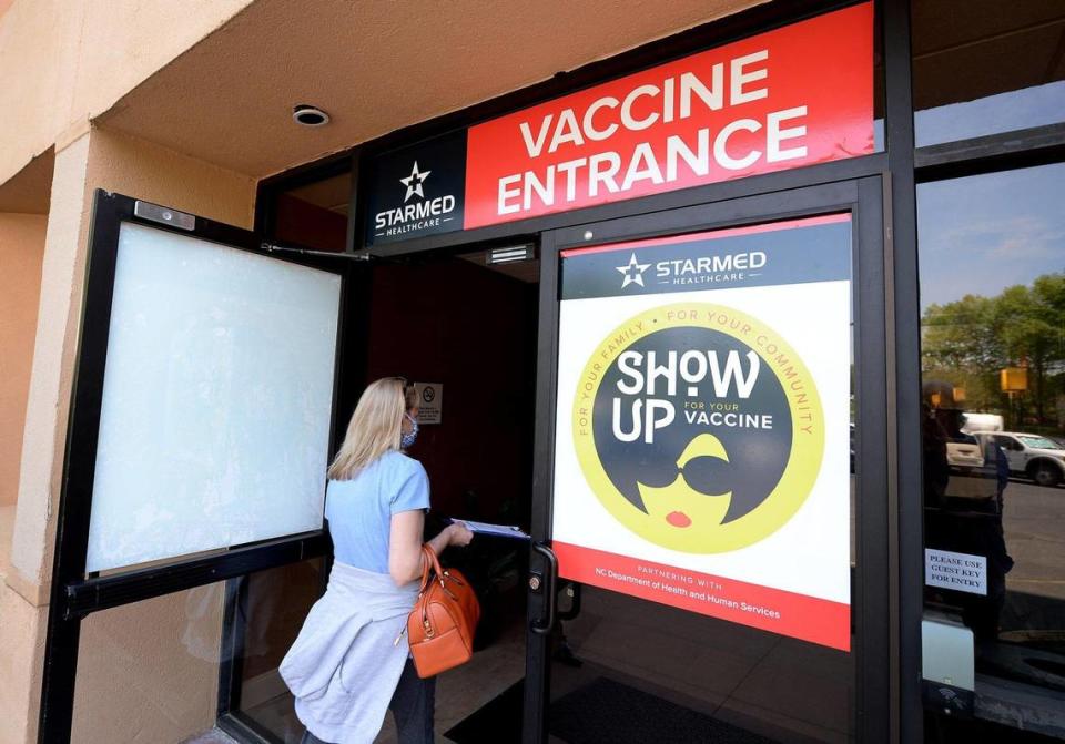 Racial disparities continue to hamper the vaccine rollout in Charlotte and Mecklenburg County. Seen here is a StarMed walk-in COVID vaccine clinic at the Sheraton Charlotte Airport Hotel on Wednesday, April 14, 2021